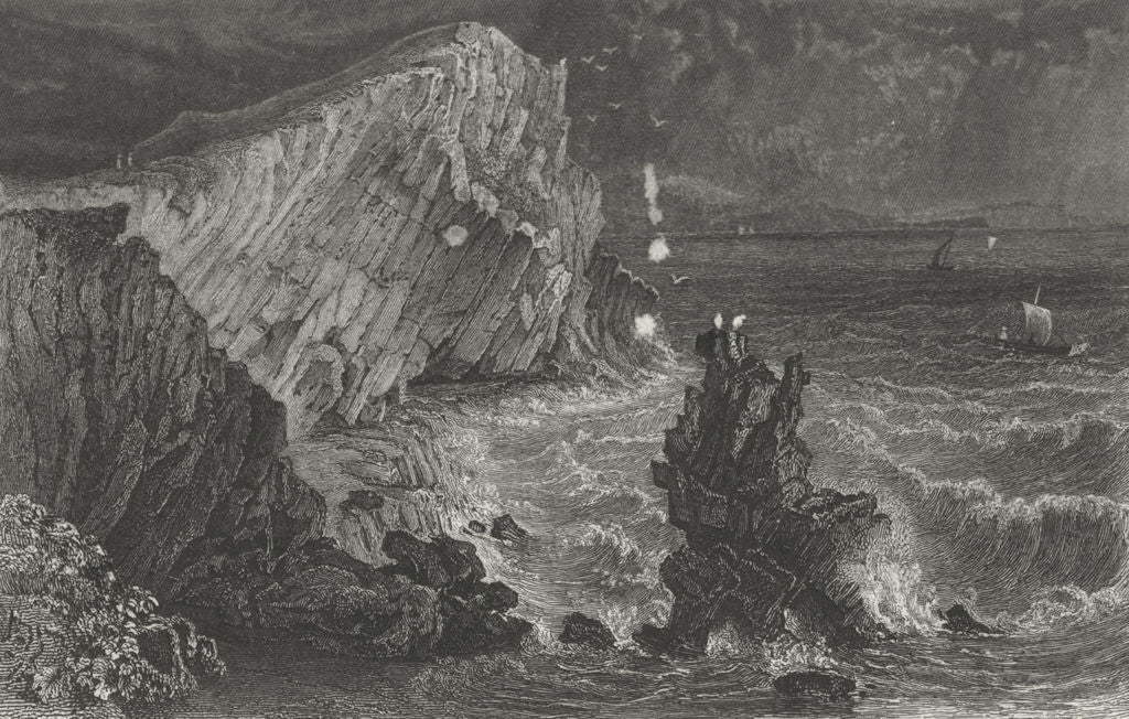 ISLE OF WIGHT. Watcombe Bay-Bartlett c1840 old antique vintage print picture